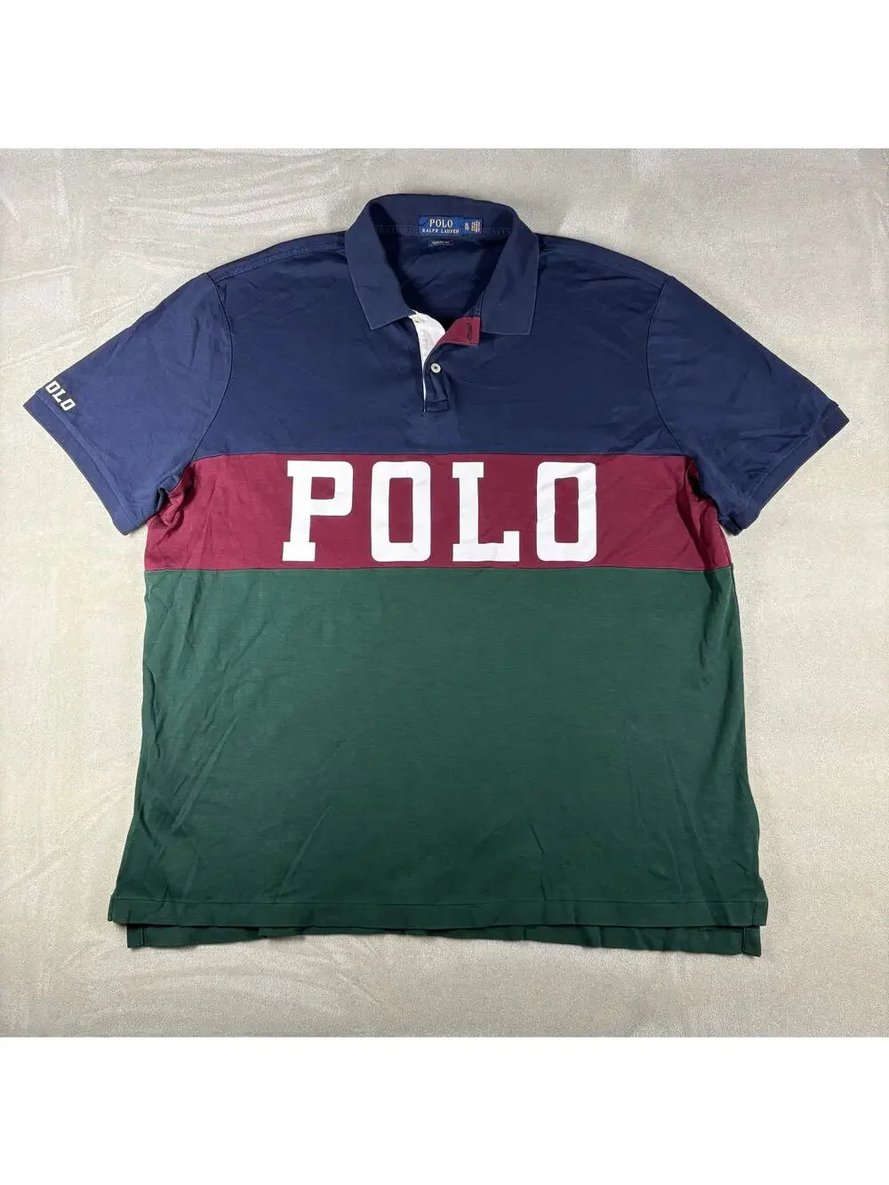 Polo Ralph Lauren XL Classic Fit Big Logo Spellout Polo Shirt Colorblock